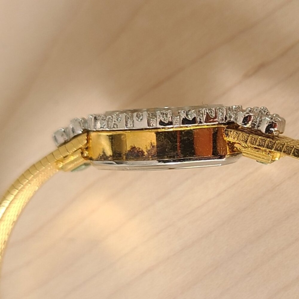 WALTHAM Vintage cocktail gold watch with silver bezel circa 1960s 70s - Picture 7 of 14